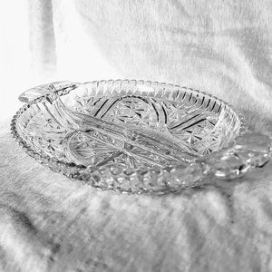 VTG Anchor Hocking, Stars & Bars, Divided, Glass Serving Dish